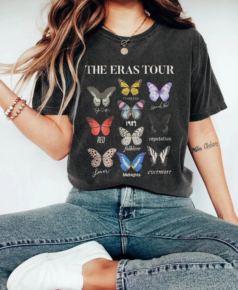 10 Butterfly Shirt, The Eras Tour Butterfly Vintage T-Shirt 1