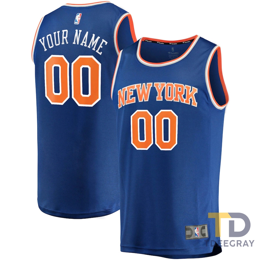 New-York-Knicks-Youth-Fast-Break-Custom-Replica-Jersey-Blue-NBA-2023
