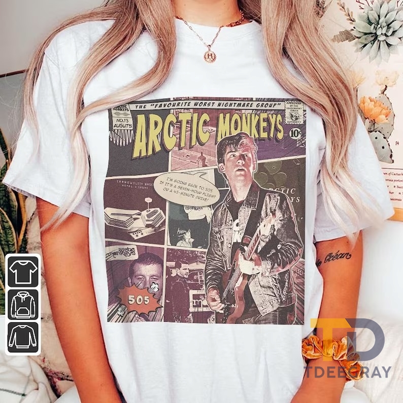HOT Arctic Monkeys Comic Style Shirt, Favourite Worst Nightmare Album World Tour T-Shirt 2