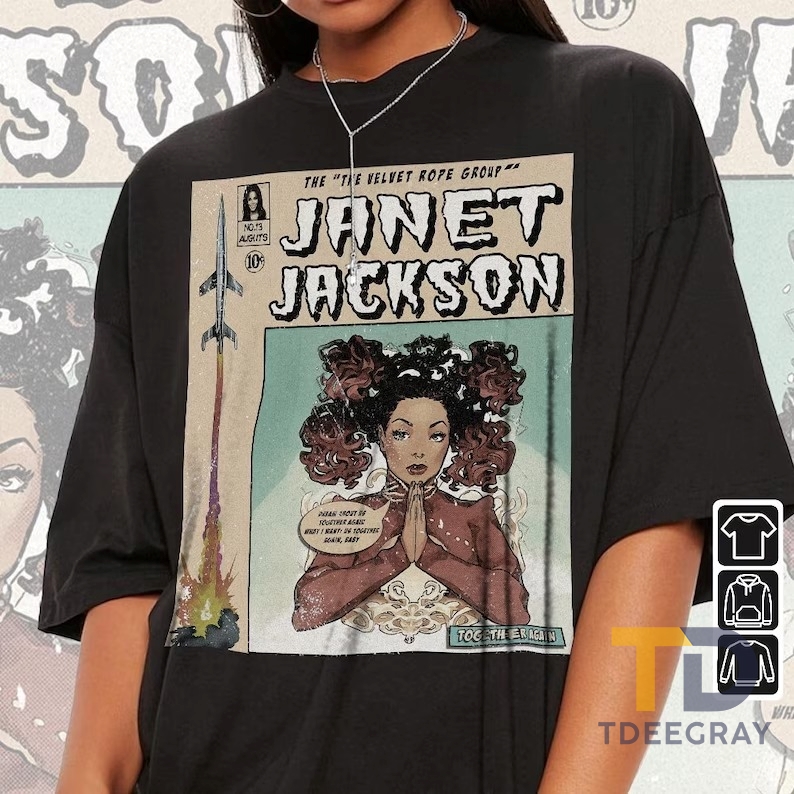 HOT Janet Jackson Comic Style Shirt, The Velvet Rope Album World Tour 2023 T-shirt