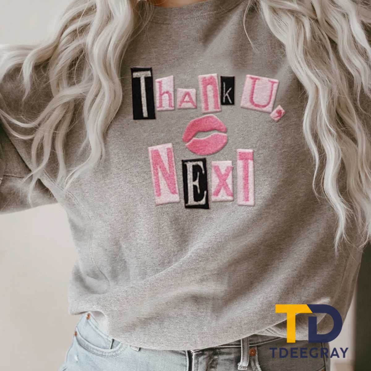 A Thank U Next Inspired Embroidered Style Crewneck l Cute Trendy y2k Shirt Sweatshirt