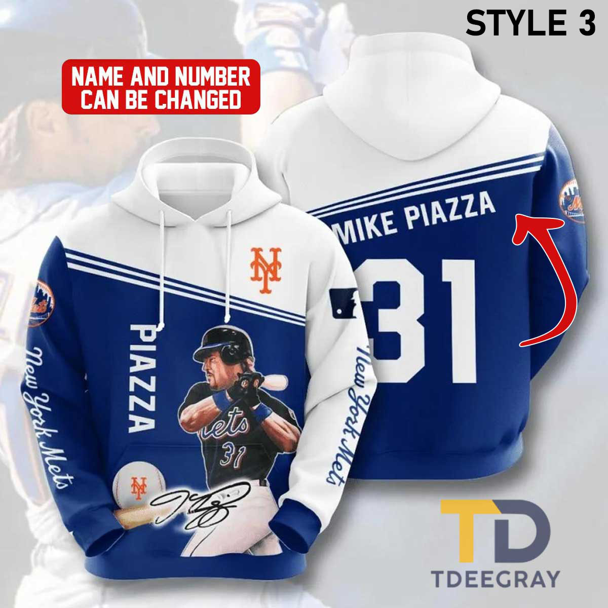 Baseball Houston Astro. MLB New York Mets Pete Alonso, Mike Piazza 3D All Over Printed Hoodie Zip Hoodie