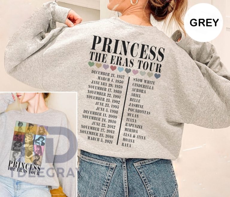 Gift For Women Princess Eras Tour Shirt Double Sided, Disney Princess Tour Tee, Disney Princess Characters Shirt, Disney Girl Trip Shirt, Disneyland Merch