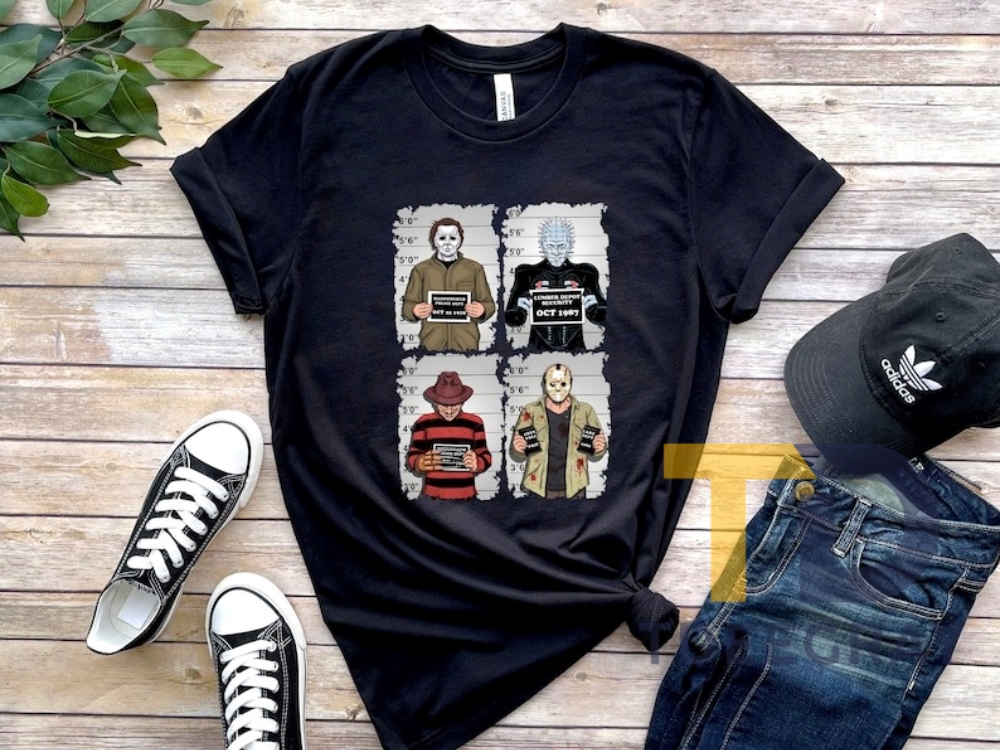 Horror Mugshot Shirt, Horror Movie Characters T-Shirt, Horror Movie Gift, Horror Movie Shirt