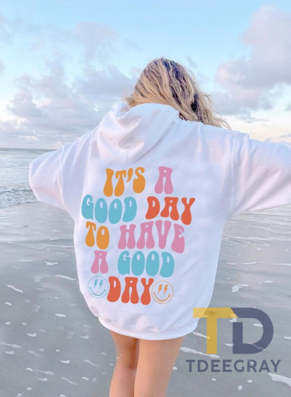 Its A Good Day Hoodie With Words On The Back Positivity Hoodie Cozy Hoodie Aesthetic Sweatshirt Words On Back Hoodie Aesthetic Hoodie Trendy Hoodie