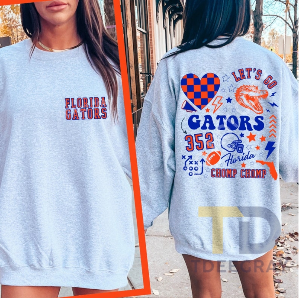 Retro Florida Gators Sweatshirt Double Sided, College Football Florida Gators Clothing