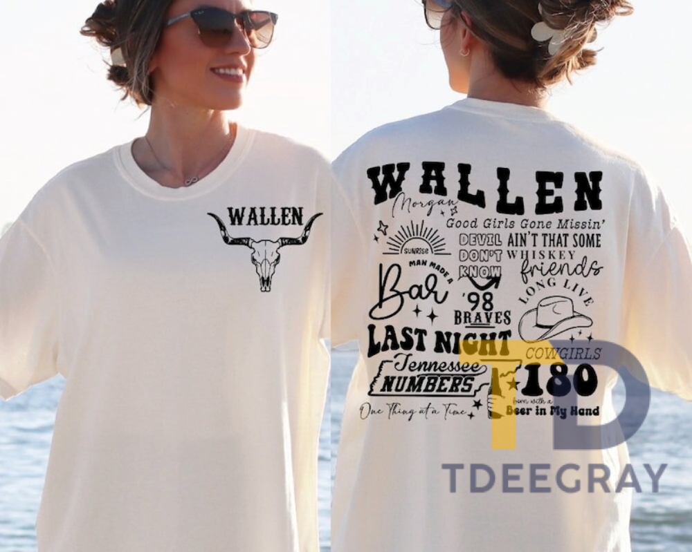 Retro Wallen Bull Skull Tshirt Double Sided Wallen Bull Skull Shirt Merch Cowboy Designs Country Western Tee