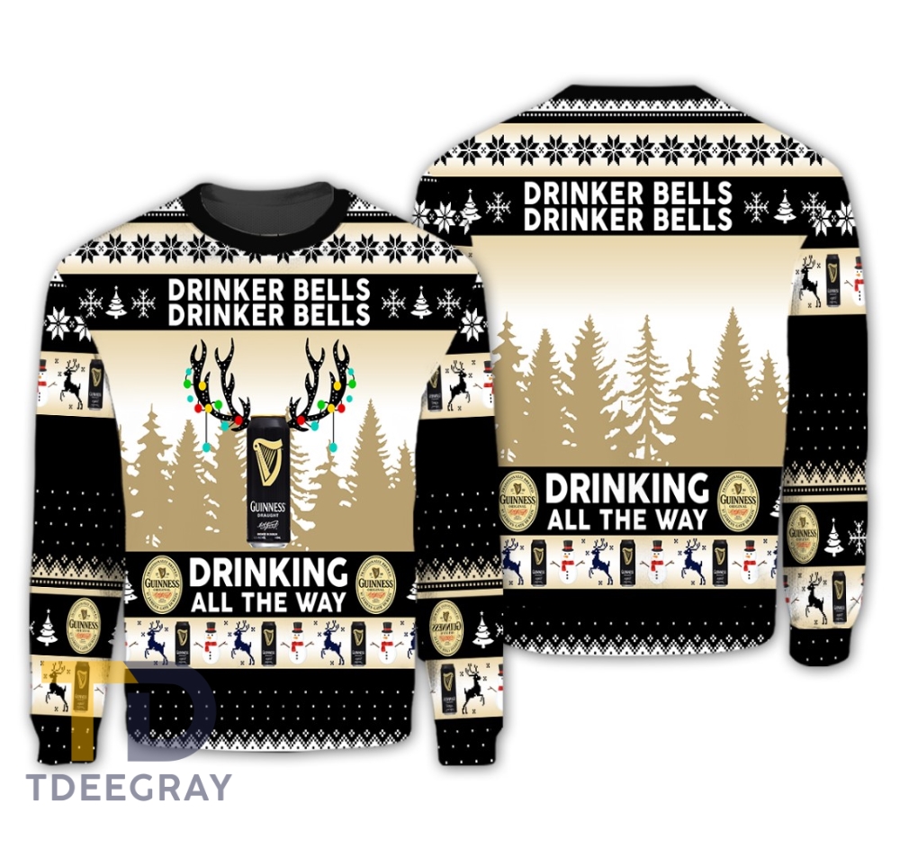 Best Gift For Christmas  Guinness Drinker Bells Ugly Christmas Sweater