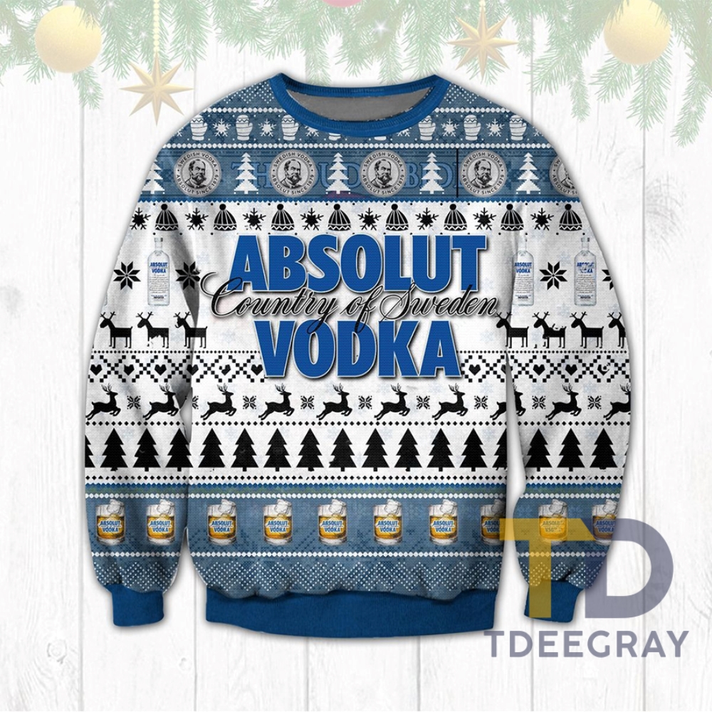 For Both Men And Women 3D Style Absolut Vodka Ugly Sweater Apparel Is Available.