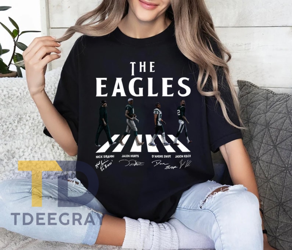 The Eagles Walking Abbey Road Signatures Football Shirt Nick Sirianni Jalen Hurts Dandre Swift Jason Kelce