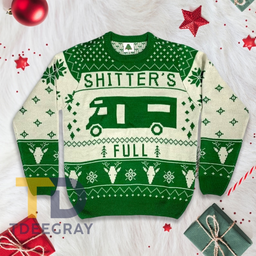 Christmas Shitters Full Ugly Christmas Sweater Green Color