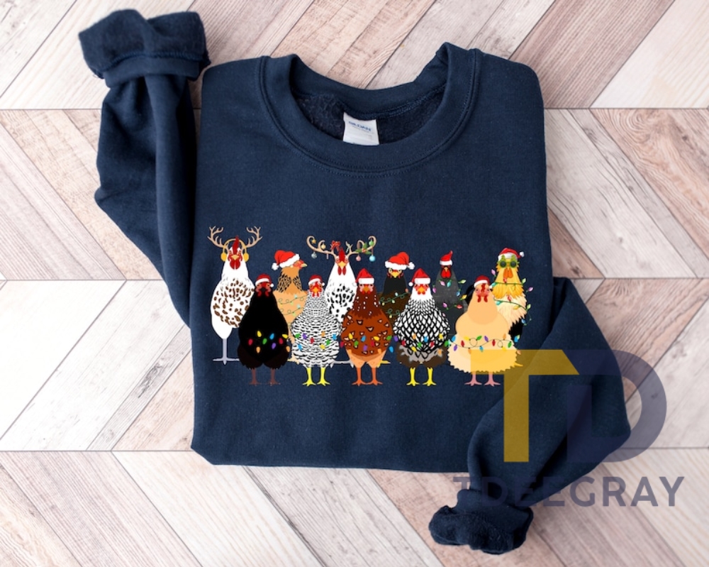 Funny Christmas Chicken Sweatshirt, Christmas Crewneck
