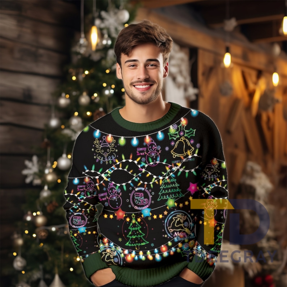 Trending 2023 Neon Lighting Sweater Christmas Gift Xmas Sweatshirt