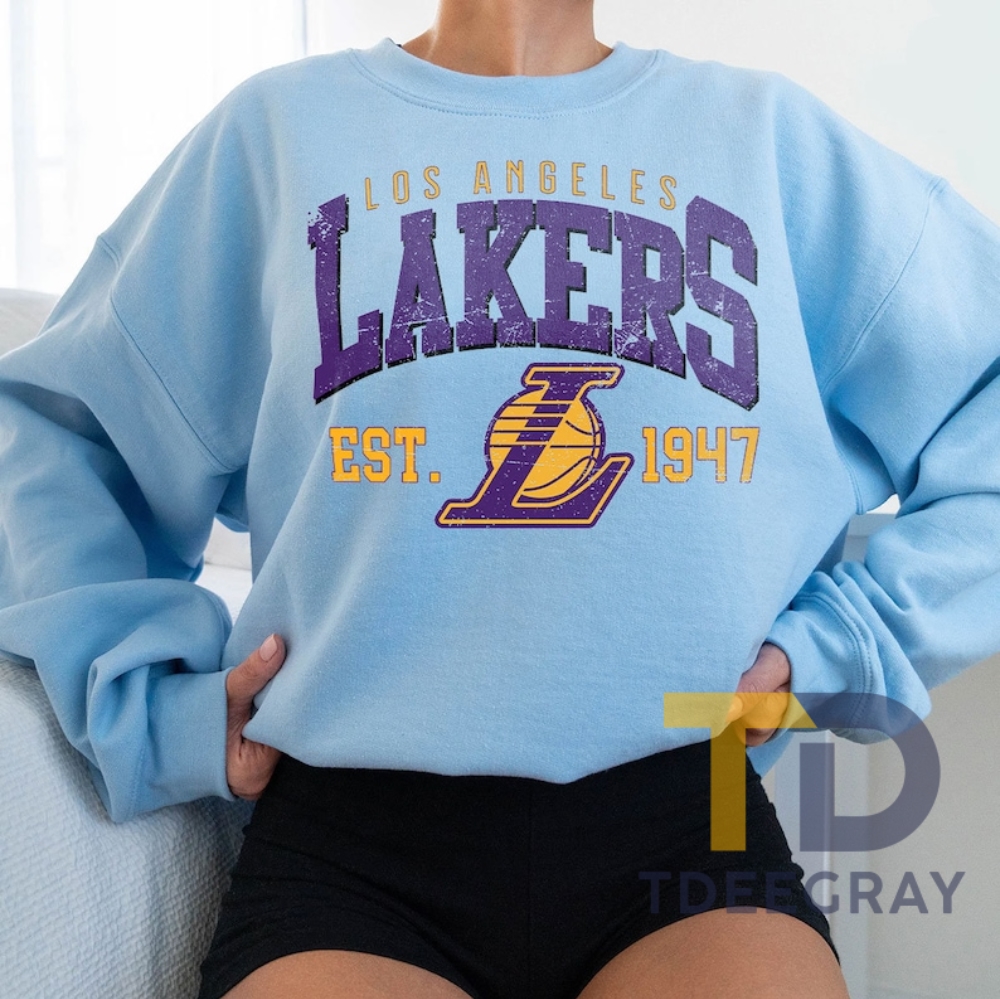 Vintage LA Basketball Sweatshirt, Vintage Los Angeles Lakers Sweatshirt