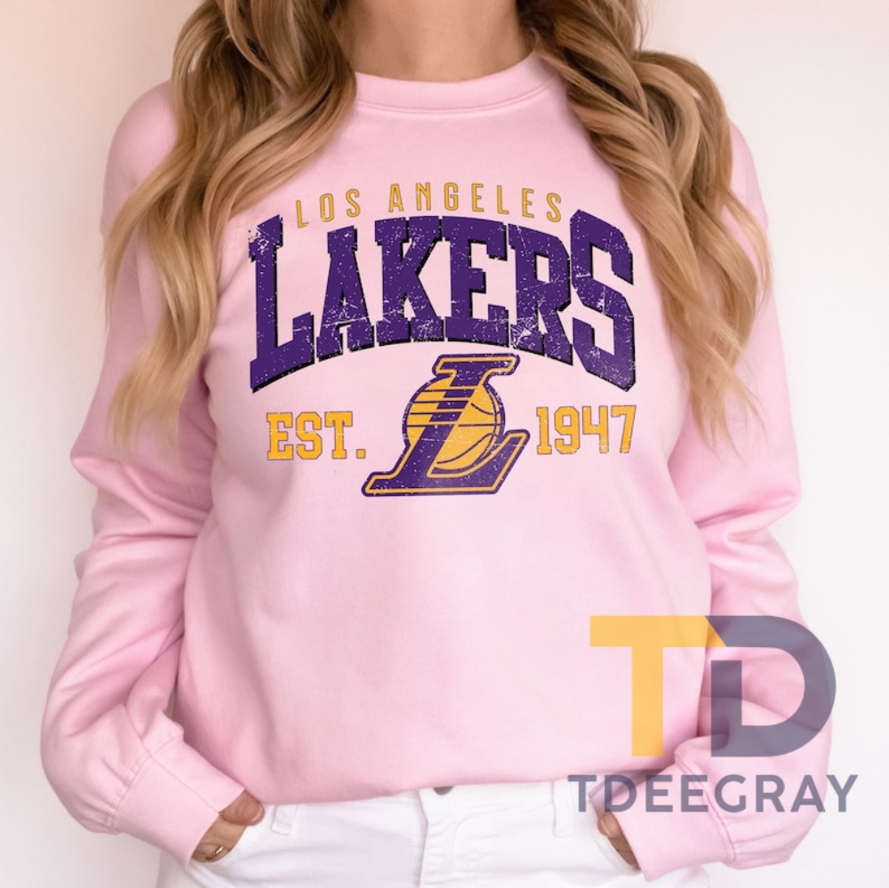 Vintage LA Basketball Sweatshirt, Vintage Los Angeles Lakers Sweatshirt